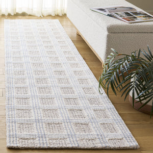 Safavieh Ebony Hand-Tufted Wool Runner With Silver Ivory Geometric Pattern, Low-Profile Plush Pile For Hallways 2'-3" x 7'-0" EBN119G-27