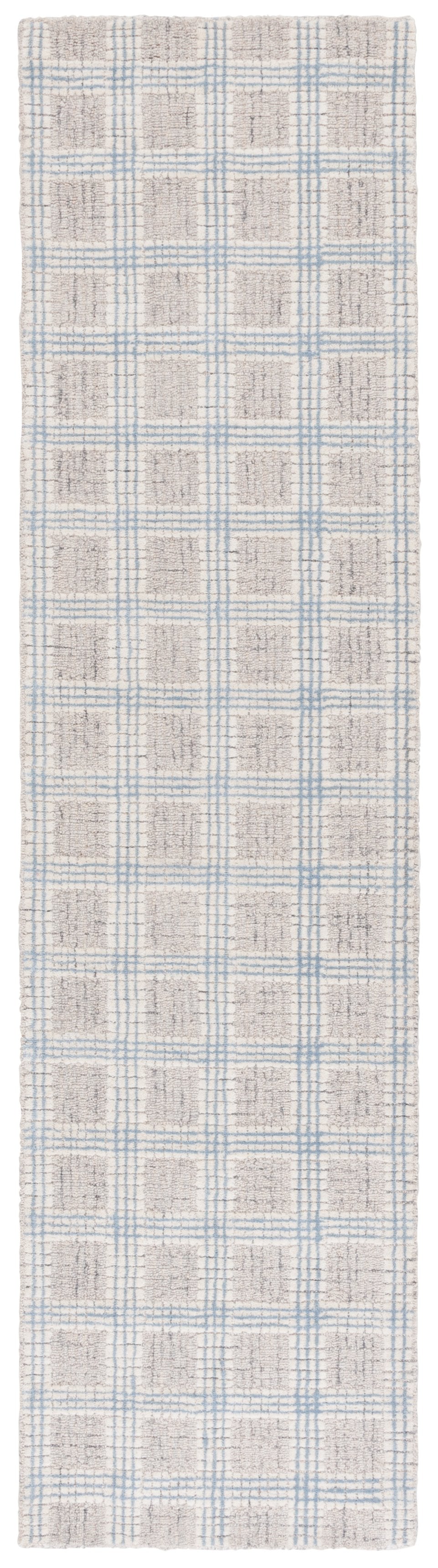 Safavieh Ebony Hand-Tufted Wool Area Rug In Silver & Ivory — Contemporary Geometric Texture, Low Pile Comfort 9'-0" x 9'-0" EBN119G-9SQ
