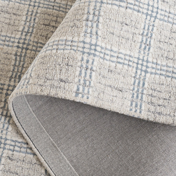Safavieh Ebony Hand-Tufted Wool Rug In Silver Ivory Plaid — Low 3/8" Profile, Durable Craftsmanship Elegance 10'-0" x 14'-0" EBN119G-10