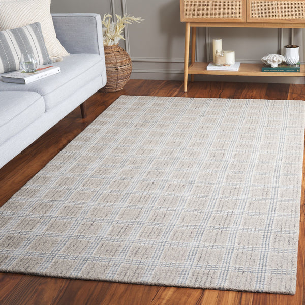 Safavieh Ebony Hand-Tufted Wool Runner With Silver Ivory Geometric Pattern, Low-Profile Plush Pile For Hallways 2'-3" x 7'-0" EBN119G-27