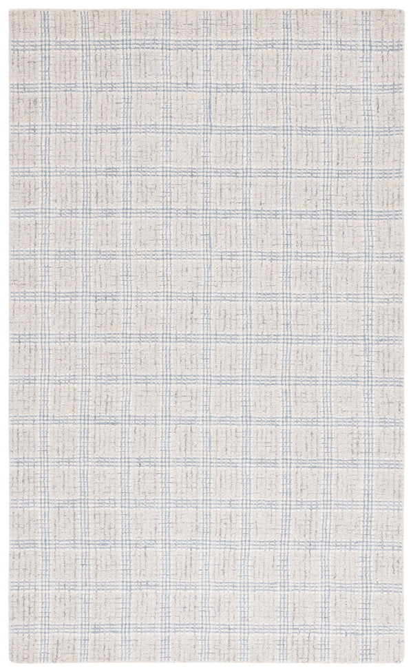 Safavieh Ebony Hand-Tufted Wool Runner With Silver Ivory Geometric Pattern, Low-Profile Plush Pile For Hallways 2'-3" x 7'-0" EBN119G-27