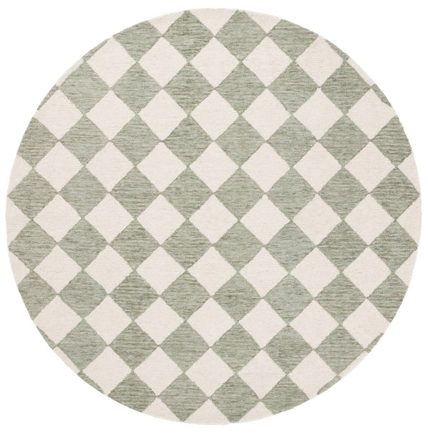 Safavieh Ebony Hand-tufted Wool Pile Rug - Timeless Elegance With Classic Diamond Pattern For Any Space Sage ,Ivory Wool Pile Ebn120w-28