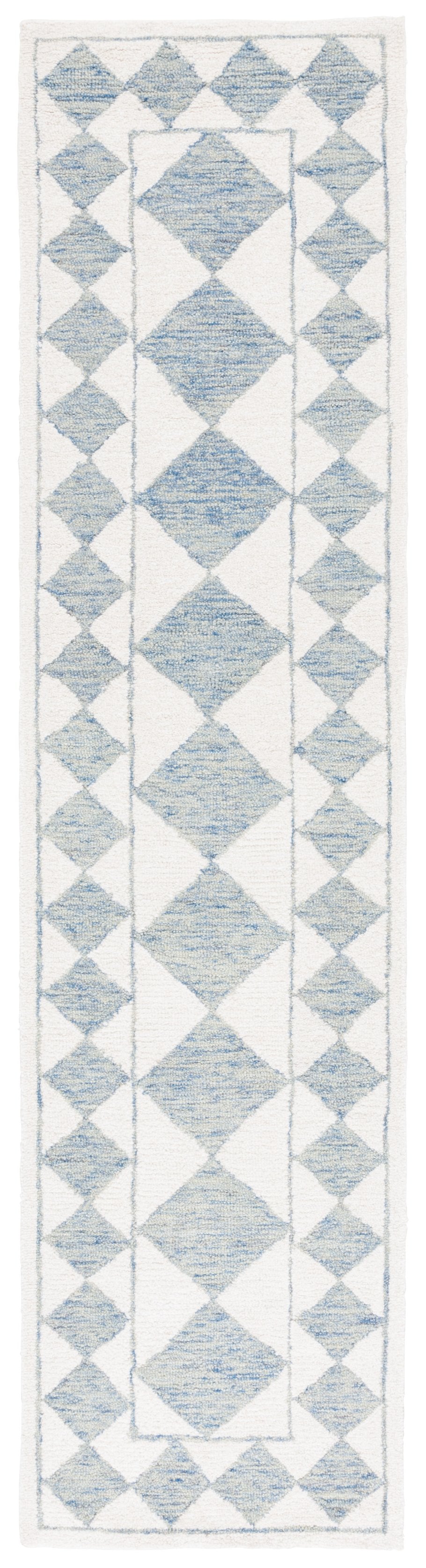 Safavieh Ebony Hand-tufted Area Rug – Luxurious Geometric Design In Soft Blue And Ivory For Modern Spaces Blue ,Ivory Wool,Polyester Ebn122m-9