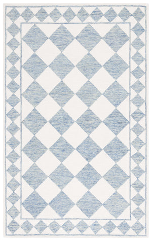 Safavieh Ebony Hand-tufted Area Rug – Luxurious Geometric Design In Soft Blue And Ivory For Modern Spaces Blue ,Ivory Wool,Polyester Ebn122m-9