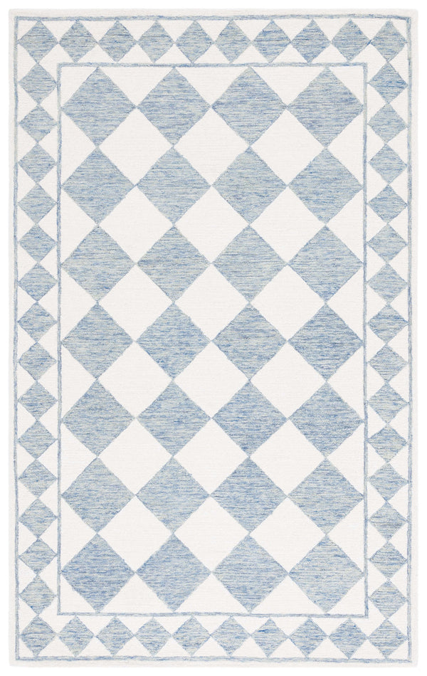 Safavieh Ebony Hand-tufted Area Rug – Luxurious Geometric Design In Soft Blue And Ivory For Modern Spaces Blue ,Ivory Wool,Polyester Ebn122m-9