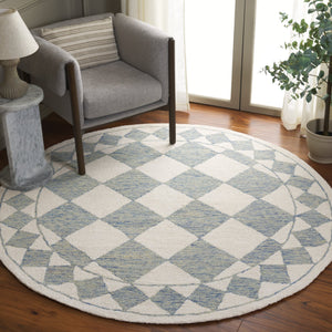 Safavieh Ebony Hand-tufted Area Rug – Luxurious Geometric Design In Soft Blue And Ivory For Modern Spaces Blue ,Ivory Wool,Polyester Ebn122m-9
