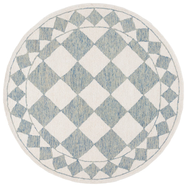 Safavieh Ebony Hand-tufted Area Rug – Luxurious Geometric Design In Soft Blue And Ivory For Modern Spaces Blue ,Ivory Wool,Polyester Ebn122m-9