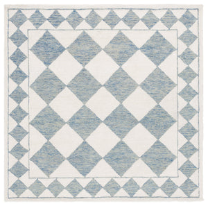 Safavieh Ebony Hand-tufted Area Rug – Luxurious Geometric Design In Soft Blue And Ivory For Modern Spaces Blue ,Ivory Wool,Polyester Ebn122m-9