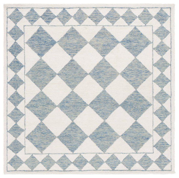 Safavieh Ebony Hand-tufted Area Rug – Luxurious Geometric Design In Soft Blue And Ivory For Modern Spaces Blue ,Ivory Wool,Polyester Ebn122m-9