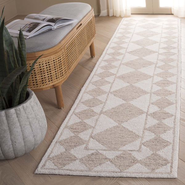 Safavieh Ebony Hand-tufted Area Rug – Luxurious Geometric Design In Soft Blue And Ivory For Modern Spaces Light Brown ,Ivory Wool,Polyester Ebn122t-9