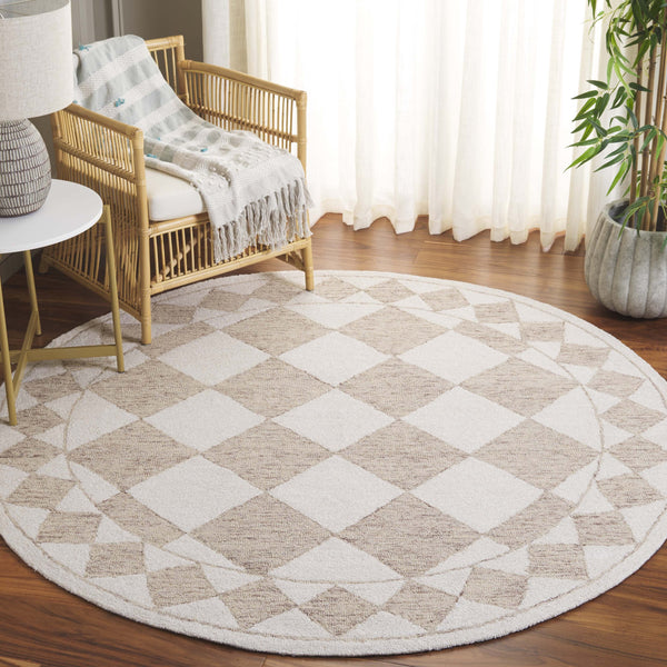 Safavieh Ebony Hand-tufted Area Rug – Luxurious Geometric Design In Soft Blue And Ivory For Modern Spaces Light Brown ,Ivory Wool,Polyester Ebn122t-9