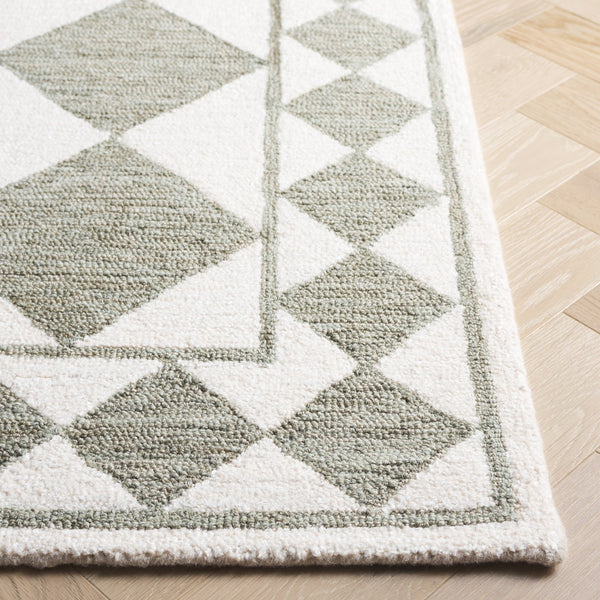 Safavieh Ebony Hand-tufted Area Rug – Luxurious Geometric Design In Soft Blue And Ivory For Modern Spaces Sage ,Ivory Wool,Polyester Ebn122w-9