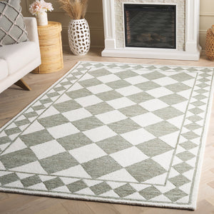 Safavieh Ebony Hand-tufted Area Rug – Luxurious Geometric Design In Soft Blue And Ivory For Modern Spaces Sage ,Ivory Wool,Polyester Ebn122w-9