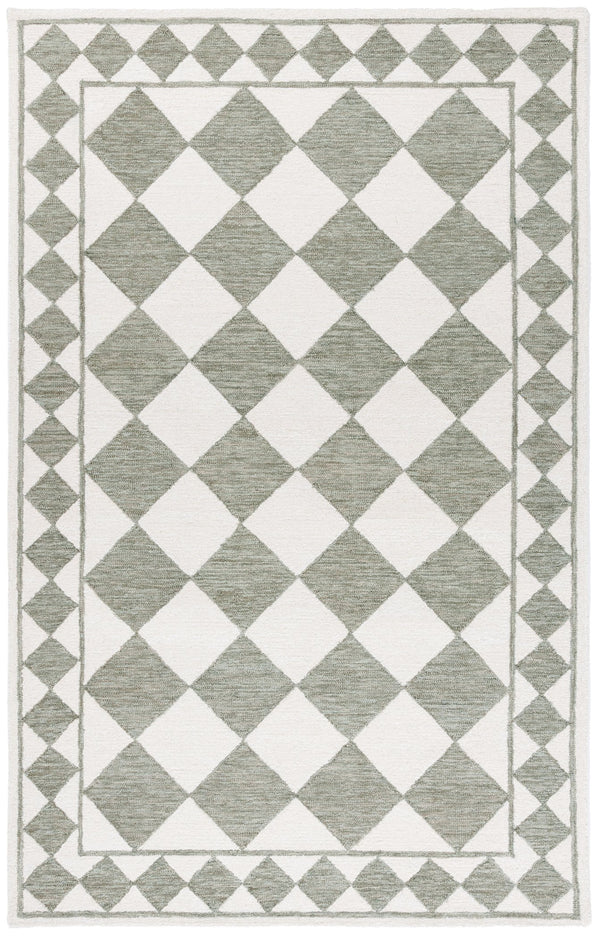 Safavieh Ebony Hand-tufted Area Rug – Luxurious Geometric Design In Soft Blue And Ivory For Modern Spaces Sage ,Ivory Wool,Polyester Ebn122w-9