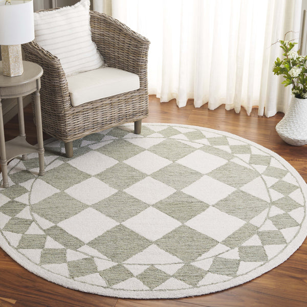 Safavieh Ebony Hand-tufted Area Rug – Luxurious Geometric Design In Soft Blue And Ivory For Modern Spaces Sage ,Ivory Wool,Polyester Ebn122w-9