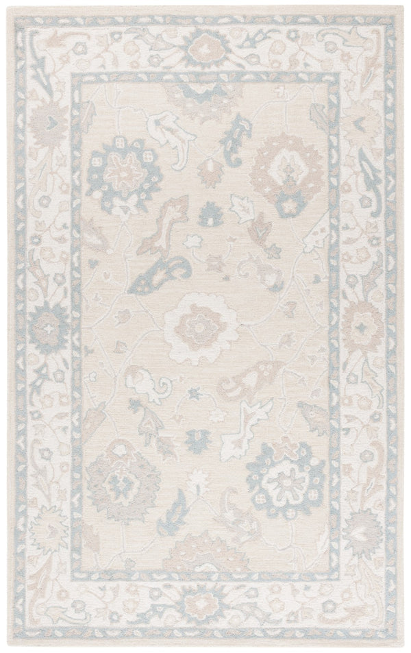 Safavieh Ebony Hand Tufted Wool Area Rug - Exquisite Floral Design For Timeless Home Elegance And Comfort Beige ,Ivory Wool Pile Ebn136b-2