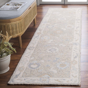 Safavieh Ebony Hand-Tufted 9X12 Wool Rug In Light Grey Ivory — Traditional Oriental Motif, Plush 3/8" Pile EBN136G-9
