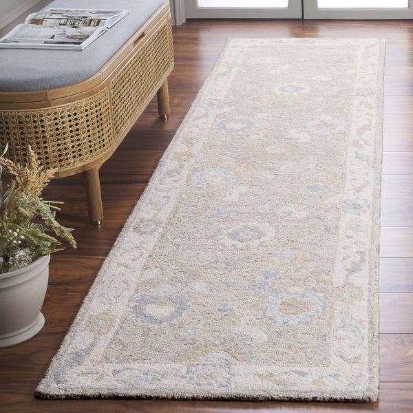 Safavieh Ebony Hand-Tufted 9X12 Wool Rug In Light Grey Ivory — Traditional Oriental Motif, Plush 3/8" Pile EBN136G-9
