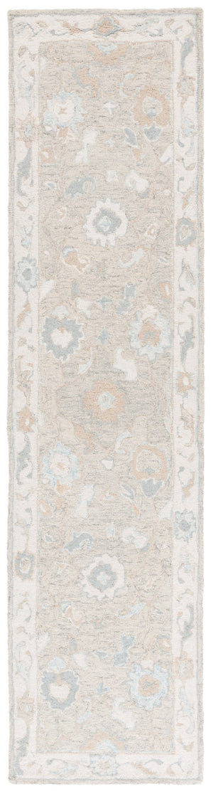 Safavieh Ebony Hand Tufted Wool Area Rug - Exquisite Floral Design For Timeless Home Elegance And Comfort Light Grey ,Ivory Wool Pile Ebn136g-4r
