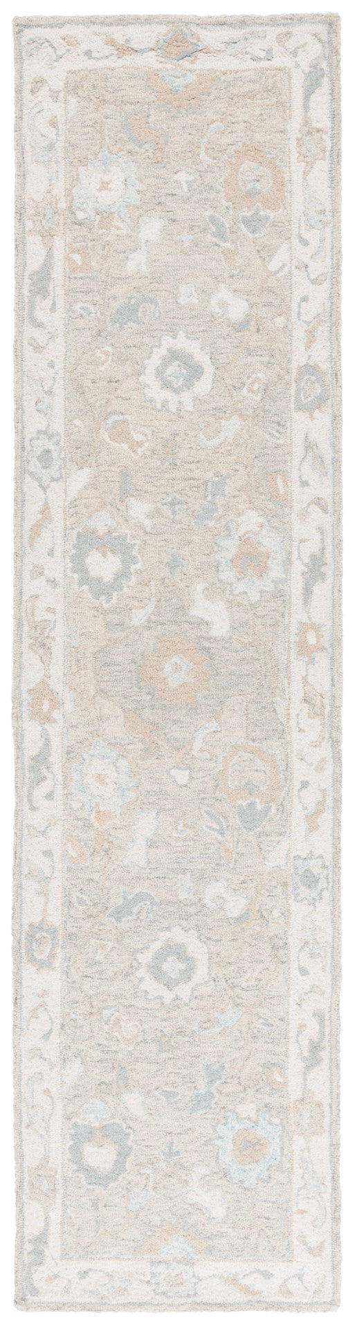 Safavieh Ebony Hand Tufted Wool Area Rug - Exquisite Floral Design For Timeless Home Elegance And Comfort Light Grey ,Ivory Wool Pile Ebn136g-4r