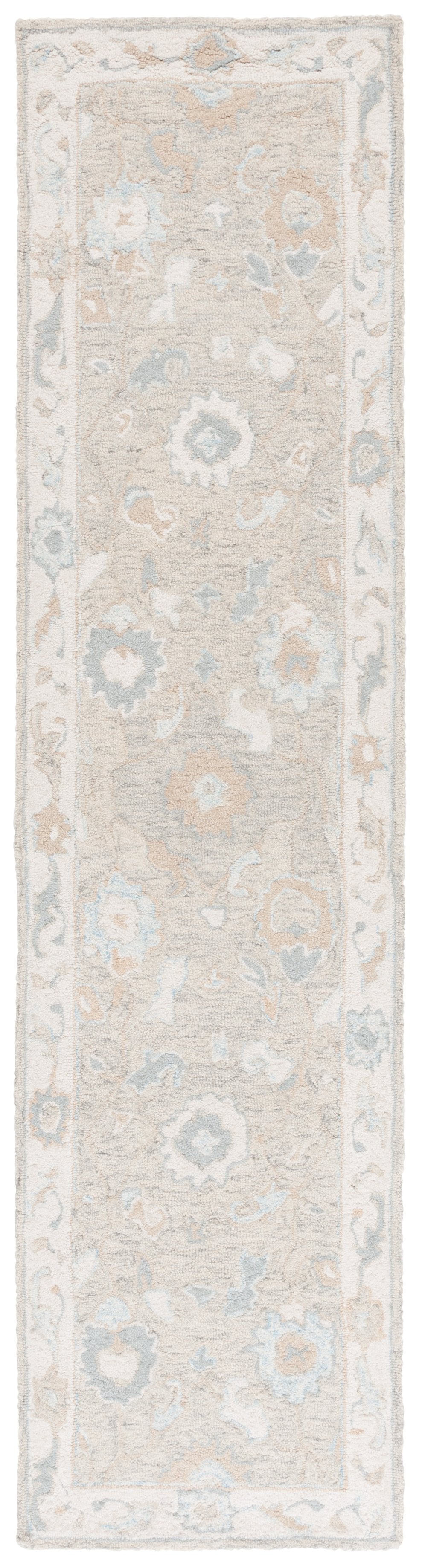 Safavieh Ebony Hand-Tufted 9X12 Wool Rug In Light Grey Ivory — Traditional Oriental Motif, Plush 3/8" Pile EBN136G-9
