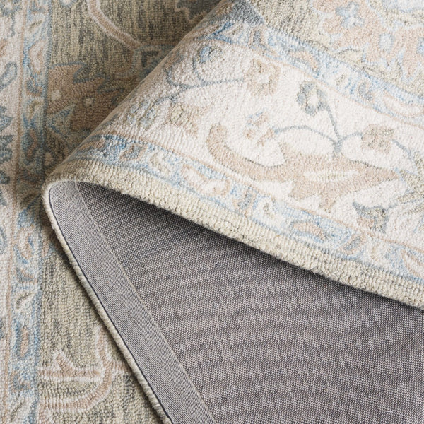 Safavieh Ebony Hand Tufted Wool Area Rug - Exquisite Floral Design For Timeless Home Elegance And Comfort Light Grey ,Ivory Wool Pile Ebn136g-4r