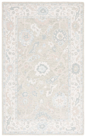 Safavieh Ebony Hand-Tufted 9X12 Wool Rug In Light Grey Ivory — Traditional Oriental Motif, Plush 3/8" Pile EBN136G-9
