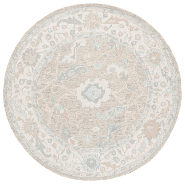 Safavieh Ebony Hand-Tufted 9X12 Wool Rug In Light Grey Ivory — Traditional Oriental Motif, Plush 3/8" Pile EBN136G-9