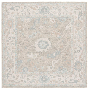 Safavieh Ebony Hand Tufted Wool Area Rug - Exquisite Floral Design For Timeless Home Elegance And Comfort Light Grey ,Ivory Wool Pile Ebn136g-4r