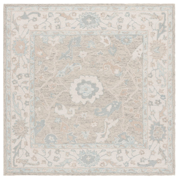 Safavieh Ebony Hand Tufted Wool Area Rug - Exquisite Floral Design For Timeless Home Elegance And Comfort Light Grey ,Ivory Wool Pile Ebn136g-4r