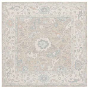 Safavieh Ebony Hand-Tufted 9X12 Wool Rug In Light Grey Ivory — Traditional Oriental Motif, Plush 3/8" Pile EBN136G-9