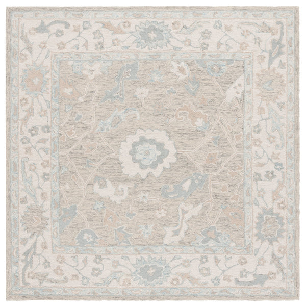 Safavieh Ebony Hand-Tufted 9X12 Wool Rug In Light Grey Ivory — Traditional Oriental Motif, Plush 3/8" Pile EBN136G-9
