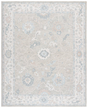 Safavieh Ebony Hand-Tufted 9X12 Wool Rug In Light Grey Ivory — Traditional Oriental Motif, Plush 3/8" Pile EBN136G-9