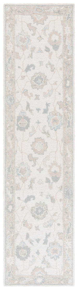 Safavieh Ebony Hand Tufted Wool Area Rug - Exquisite Floral Design For Timeless Home Elegance And Comfort Ivory ,Blue Wool Pile Ebn136m-2