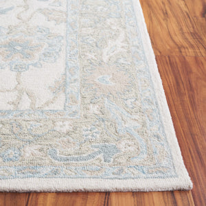 Safavieh Ebony Hand Tufted Wool Area Rug - Exquisite Floral Design For Timeless Home Elegance And Comfort Ivory ,Blue Wool Pile Ebn136m-2