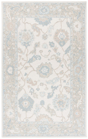 Safavieh Ebony Hand Tufted Wool Area Rug - Exquisite Floral Design For Timeless Home Elegance And Comfort Ivory ,Blue Wool Pile Ebn136m-2