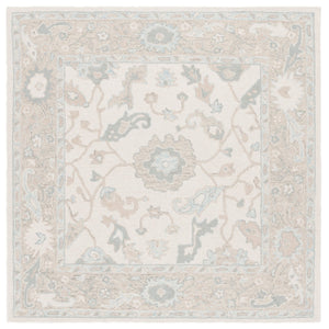 Safavieh Ebony Hand Tufted Wool Area Rug - Exquisite Floral Design For Timeless Home Elegance And Comfort Ivory ,Blue Wool Pile Ebn136m-2