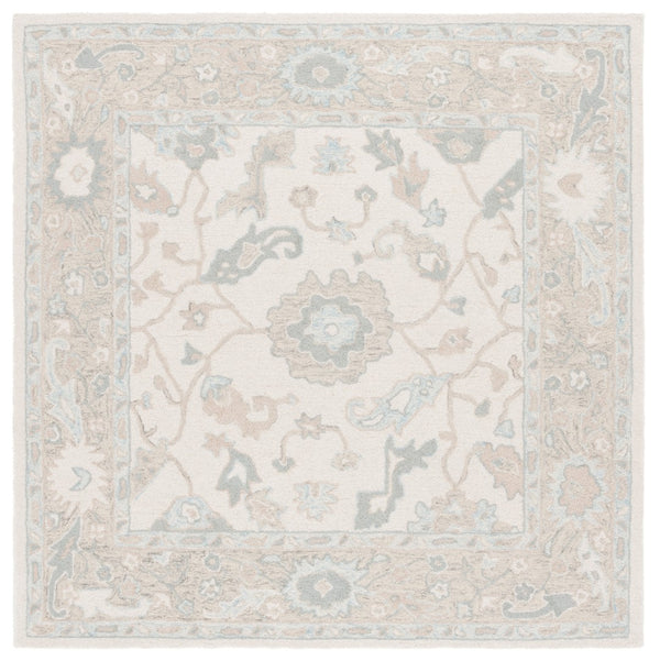 Safavieh Ebony Hand Tufted Wool Area Rug - Exquisite Floral Design For Timeless Home Elegance And Comfort Ivory ,Blue Wool Pile Ebn136m-2