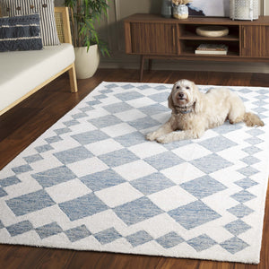 Safavieh Ebony Hand-tufted Area Rug - Elegant Modern Design In Soft Wool & Jute For Stylish Home Decor Blue ,Ivory 60% Wool,15% Jute,15% Polyester,10% Cotton Ebn137m-6