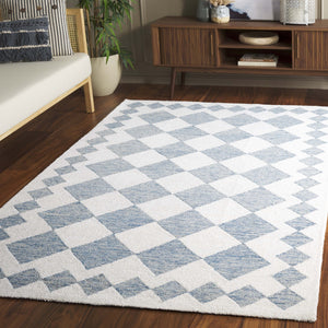 Safavieh Ebony Hand-tufted Area Rug - Elegant Modern Design In Soft Wool & Jute For Stylish Home Decor Blue ,Ivory 60% Wool,15% Jute,15% Polyester,10% Cotton Ebn137m-6