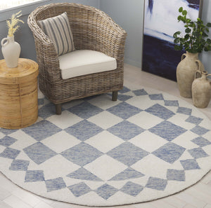 Safavieh Ebony Hand-tufted Area Rug - Elegant Modern Design In Soft Wool & Jute For Stylish Home Decor Blue ,Ivory 60% Wool,15% Jute,15% Polyester,10% Cotton Ebn137m-6