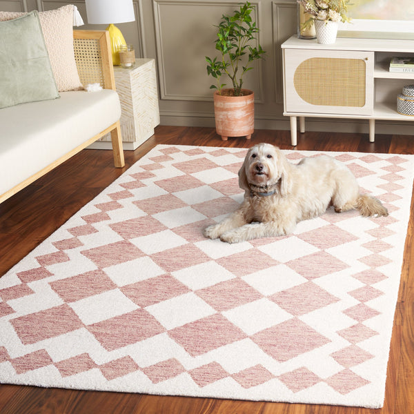 Safavieh Ebony Hand-tufted Area Rug - Elegant Modern Design In Soft Wool & Jute For Stylish Home Decor Pink ,Ivory 60% Wool,15% Jute,15% Polyester,10% Cotton Ebn137p-4