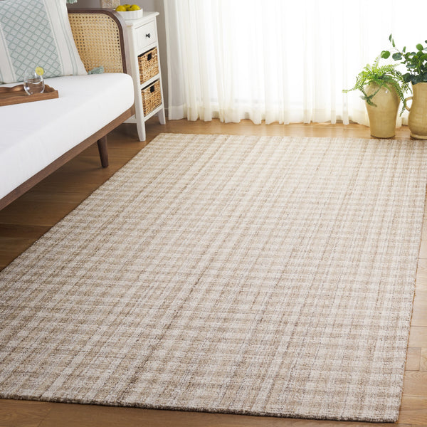 Safavieh Ebony Hand-Tufted 9X12 Wool-Cotton Rug In Beige Ivory Grid — Plush 3/8" Low-Profile Elegance 3'-0" x 3'-0" EBN140B-3SQ