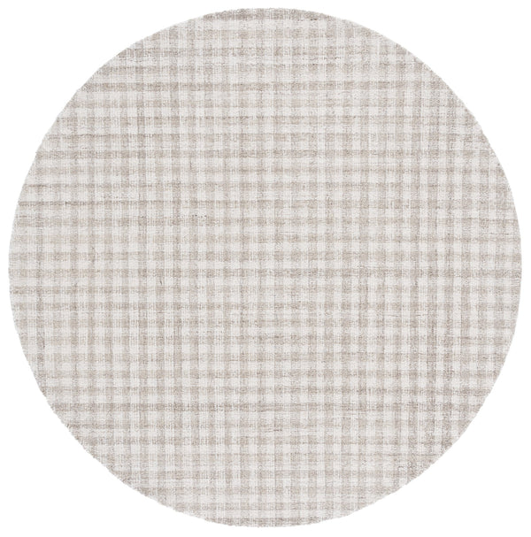 Safavieh Ebony Hand-Tufted 9X12 Wool-Cotton Rug In Beige Ivory Grid — Plush 3/8" Low-Profile Elegance 3'-0" x 3'-0" EBN140B-3SQ