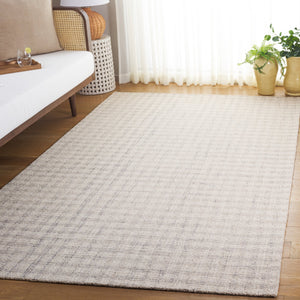 Safavieh Ebony Handcrafted Modern Rug - Plush Wool Blend, Elegant Minimalist Design For Contemporary Spaces Light Grey ,Ivory 85% Wool,15% Cotton Ebn140f-8