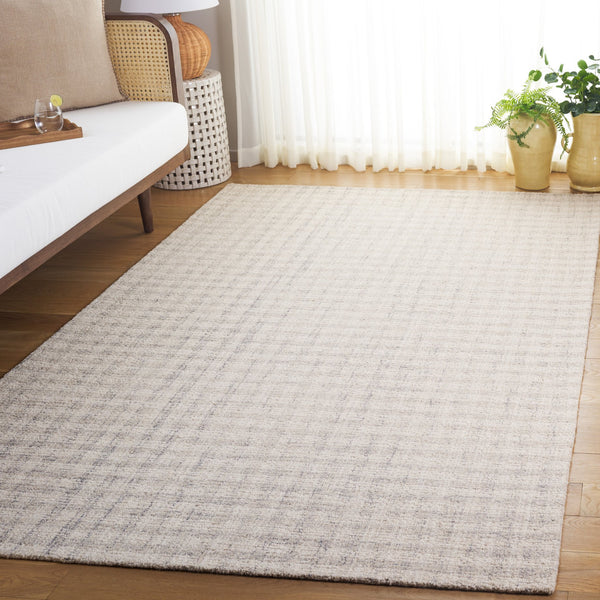Safavieh Ebony Handcrafted Modern Rug - Plush Wool Blend, Elegant Minimalist Design For Contemporary Spaces Light Grey ,Ivory 85% Wool,15% Cotton Ebn140f-8