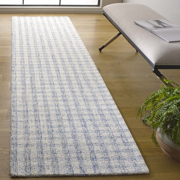 Safavieh Ebony Hand-Tufted Wool-Cotton Area Rug 9X12 In Blue And Ivory — Low Pile, Durable, Elegant 2'-3" x 13'-0" EBN140M-213