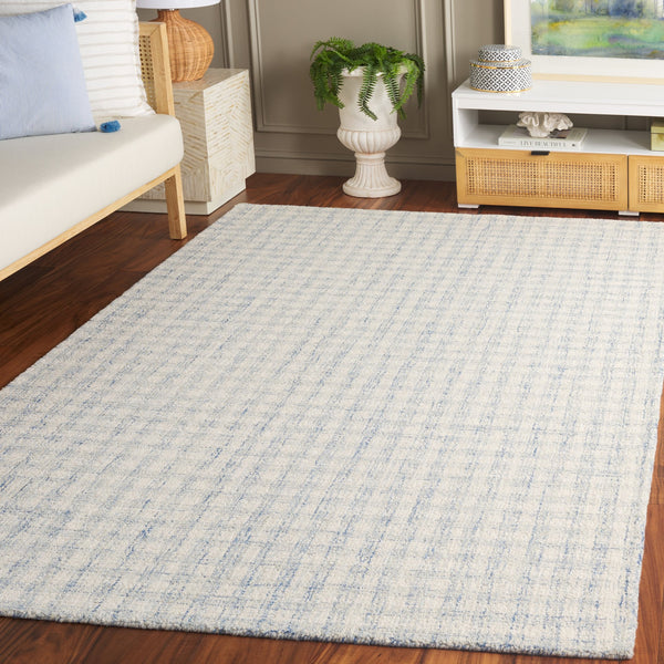 Safavieh Ebony Hand-Tufted Wool-Cotton Area Rug 9X12 In Blue And Ivory — Low-Pile, Durable Elegance 11'-0" x 15'-0" EBN140M-1115