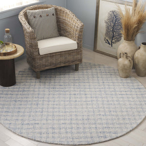 Safavieh Ebony Hand-Tufted 9X12 Blue Ivory Area Rug — Wool-Cotton Low Pile, Durable, Modern Elegance 3'-0" x 3'-0" EBN140M-3SQ