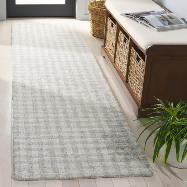 Safavieh Ebony Handcrafted Modern Rug - Plush Wool Blend, Elegant Minimalist Design For Contemporary Spaces Sage ,Ivory 85% Wool,15% Cotton Ebn140w-6r